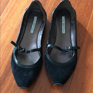 Black suede flats